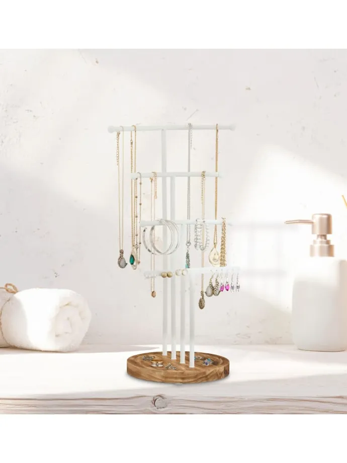 Schmuckständer in Weiß/ Braun - (B)24 x (H)43 x (T)18 cm