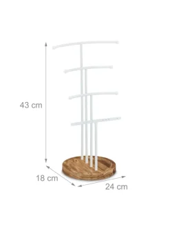 Schmuckständer in Weiß/ Braun - (B)24 x (H)43 x (T)18 cm