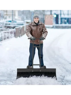 Schneeschaufel mit Rädern in Schwarz