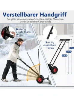 Schneeschaufel mit Rädern in Schwarz