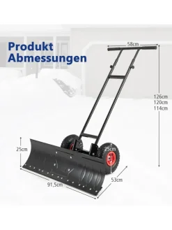 Schneeschaufel mit Rädern in Schwarz