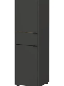 Schrank mit Schublade, 34x34x111 cm, leise Schließtechnik in Grau-Beige