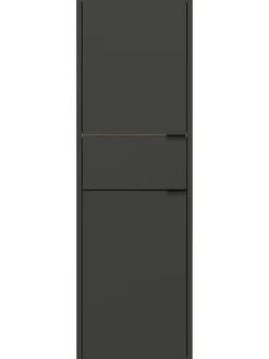 Schrank mit Schublade, 34x34x111 cm, leise Schließtechnik in Grau-Beige