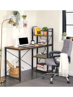 Schreibtisch in Braun/ Schwarz - (B)97 x (H)120 x (T)56 cm