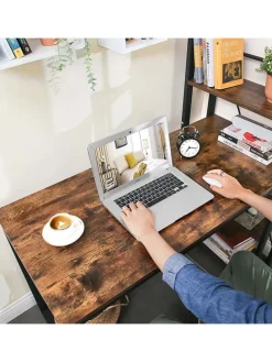 Schreibtisch in Braun/ Schwarz - (B)97 x (H)120 x (T)56 cm