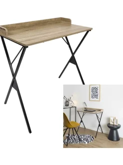 Schreibtisch in Hellbraun/ Schwarz - (B)80 x (H)80 x (T)48 cm