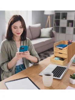 Schreibtisch Organizer in Natur - (B)30 x (H)33 x (T)31 cm