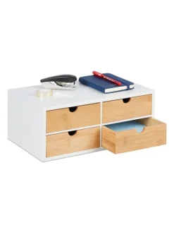 Schreibtisch Organizer in Weiß/Natur - (B)33 x (H)14 x (T)21 cm