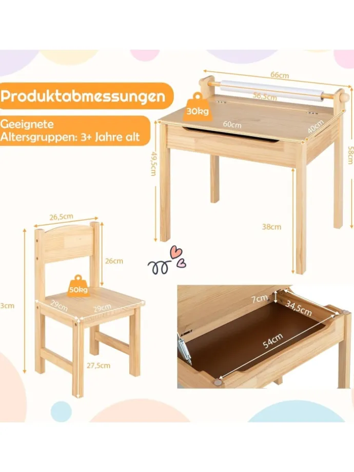 Schreibtisch Set ab 3 Jahren in Beige