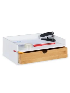 Schreibtisch-Organizer in Weiß/ Natur - (B)32 x (H)11 x (T)22 cm