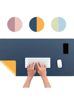 Schreibtischunterlage in Dunkelblau/ Gelb - (L)90 x (B)45 cm