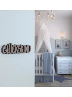 Schriftzug GLÜCKSKIND Holzschild Dekoschild 17,5x3,5cm in braun