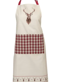 Schürze in Beige/ Rot - (L)85 x (B)70 cm