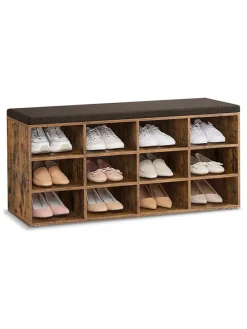 Schuhbank in Braun/ Schwarz - (B)104 x (H)48 x (T)30 cm