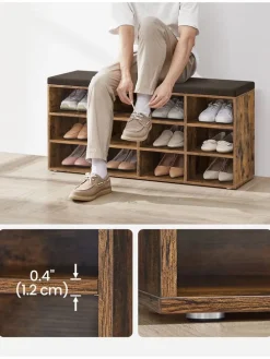 Schuhbank in Braun/ Schwarz - (B)104 x (H)48 x (T)30 cm