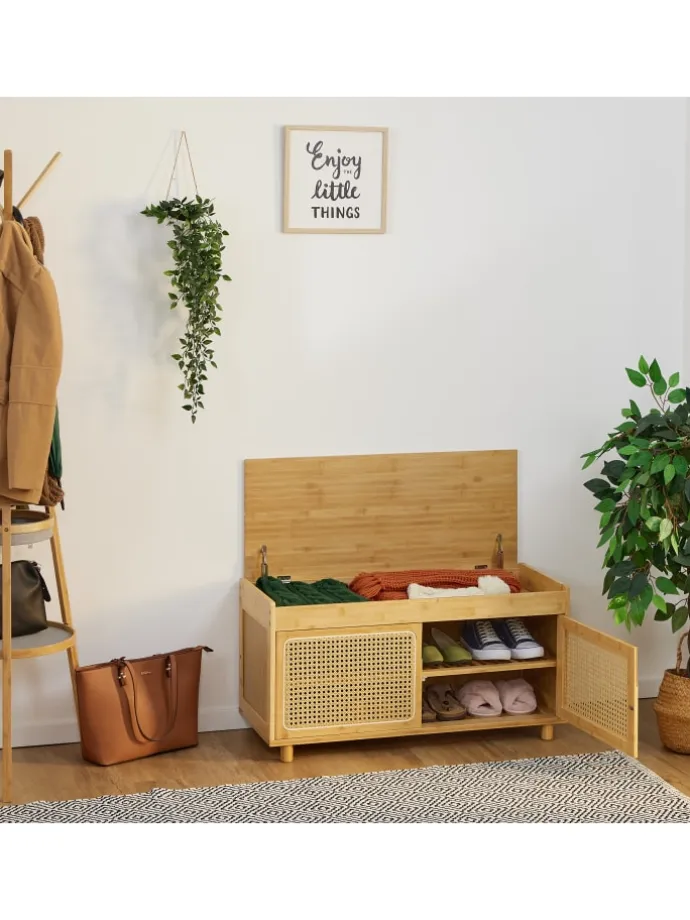 Schuhbank in Natur - (B)90 x (H)45 x (T)37 cm