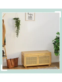 Schuhbank in Natur - (B)90 x (H)45 x (T)37 cm