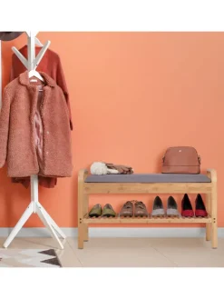 Schuhbank in Natur/ Grau - (B)90 x (H)50 x (T)33 cm