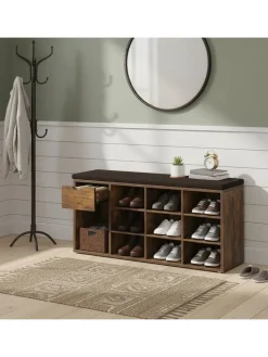 Schuhbank in Schwarz/ Braun - (B)104 x (H)48 x (T)30 cm