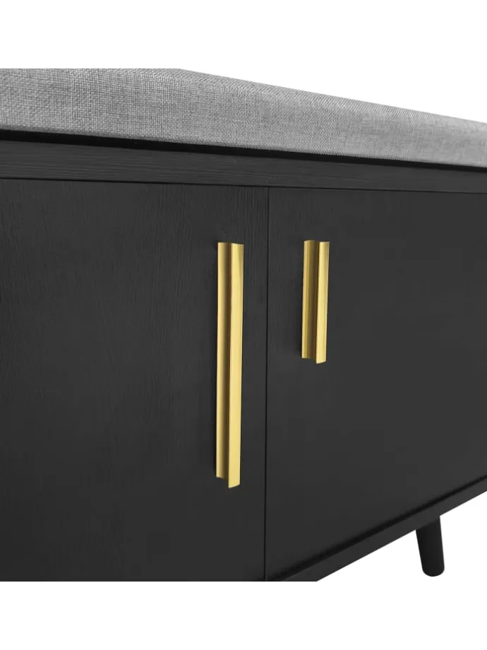 Schuhbank in Schwarz mit 3 Stauraumtüren und Sitzfunktion B100 T34 H69 cm