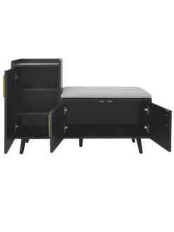 Schuhbank in Schwarz mit 3 Stauraumtüren und Sitzfunktion B100 T34 H69 cm