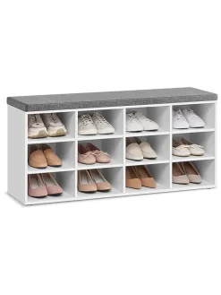 Schuhbank in Weiß/ Grau - (B)104 x (H)48 x (T)30 cm