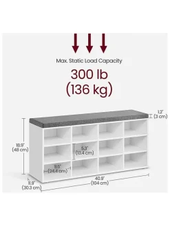 Schuhbank in Weiß/ Grau - (B)104 x (H)48 x (T)30 cm