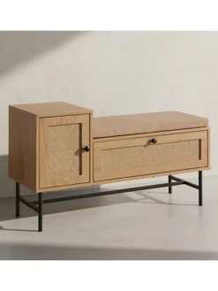 Schuhbank mit Sitzfläche 100x60x38 cm Garderobenbank Eiche-Dekor,