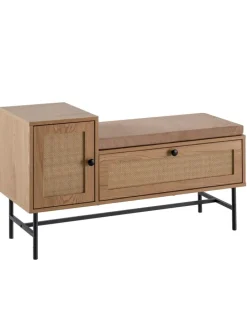 Schuhbank mit Sitzfläche 100x60x38 cm Garderobenbank Eiche-Dekor,