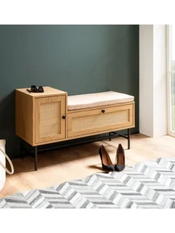 Schuhbank mit Sitzfläche 100x60x38 cm Garderobenbank Eiche-Dekor,