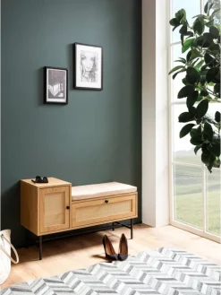 Schuhbank mit Sitzfläche 100x60x38 cm Garderobenbank Eiche-Dekor,