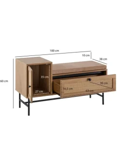 Schuhbank mit Sitzfläche 100x60x38 cm Garderobenbank Eiche-Dekor,
