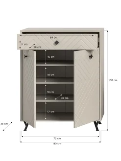 Schuhkommode (B/H/T: 80x100x35 cm) in sandbeige