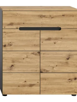 Schuhkommode (B/H/T: 80x94x37 cm) in Basalt grau und Artisan Nachbildung