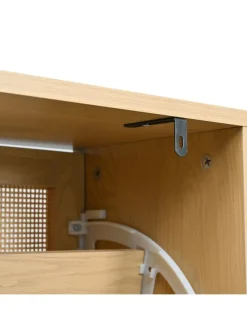 Schuhkommode in Braun mit Rattan-Schubladen 100x25x90 cm