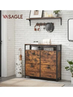 Schuhregal in Braun/ Schwarz - (B)98 x (H)95 x (T)30 cm