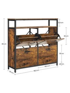 Schuhregal in Braun/ Schwarz - (B)98 x (H)95 x (T)30 cm