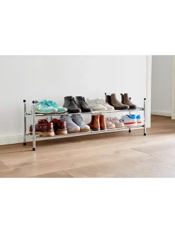 Schuhregal in Chrom - (B)118 x (H)37 x (T)23 cm