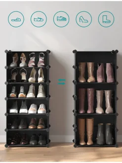 Schuhregal in Schwarz - (B)43 x (H)173 x (T)31 cm