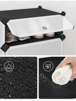 Schuhregal in Schwarz - (B)43 x (H)173 x (T)31 cm