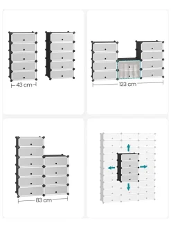 Schuhregal in Schwarz - (B)43 x (H)173 x (T)31 cm