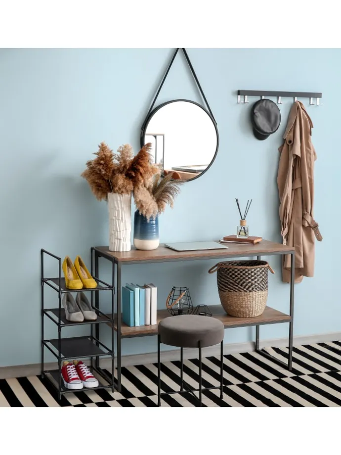 Schuhregal in Schwarz/ Grau - (B)33 x (H)72 x (T)33 cm