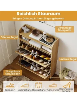 Schuhschrank 2 Klappen in Hellbraun