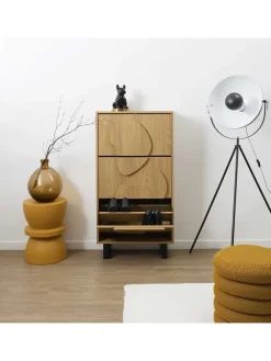 Schuhschrank ''Calypso'' in Hellbraun - (B)60 x (H)115x (T)24 cm