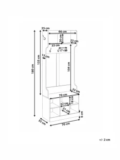 Schuhschrank GINDAGAI in Braun - (W) 70 x (H) 180 x (L) 35 cm