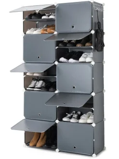 Schuhschrank in Grau - (B)84 x (H)160 x (T)32 cm