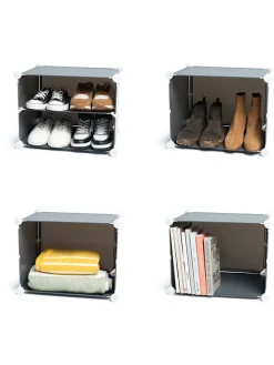 Schuhschrank in Grau - (B)84 x (H)160 x (T)32 cm