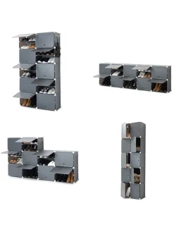 Schuhschrank in Grau - (B)84 x (H)160 x (T)32 cm