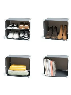 Schuhschrank in Grau - (B)84 x (H)128 x (T)32 cm