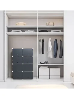 Schuhschrank in Grau - (B)84 x (H)128 x (T)32 cm